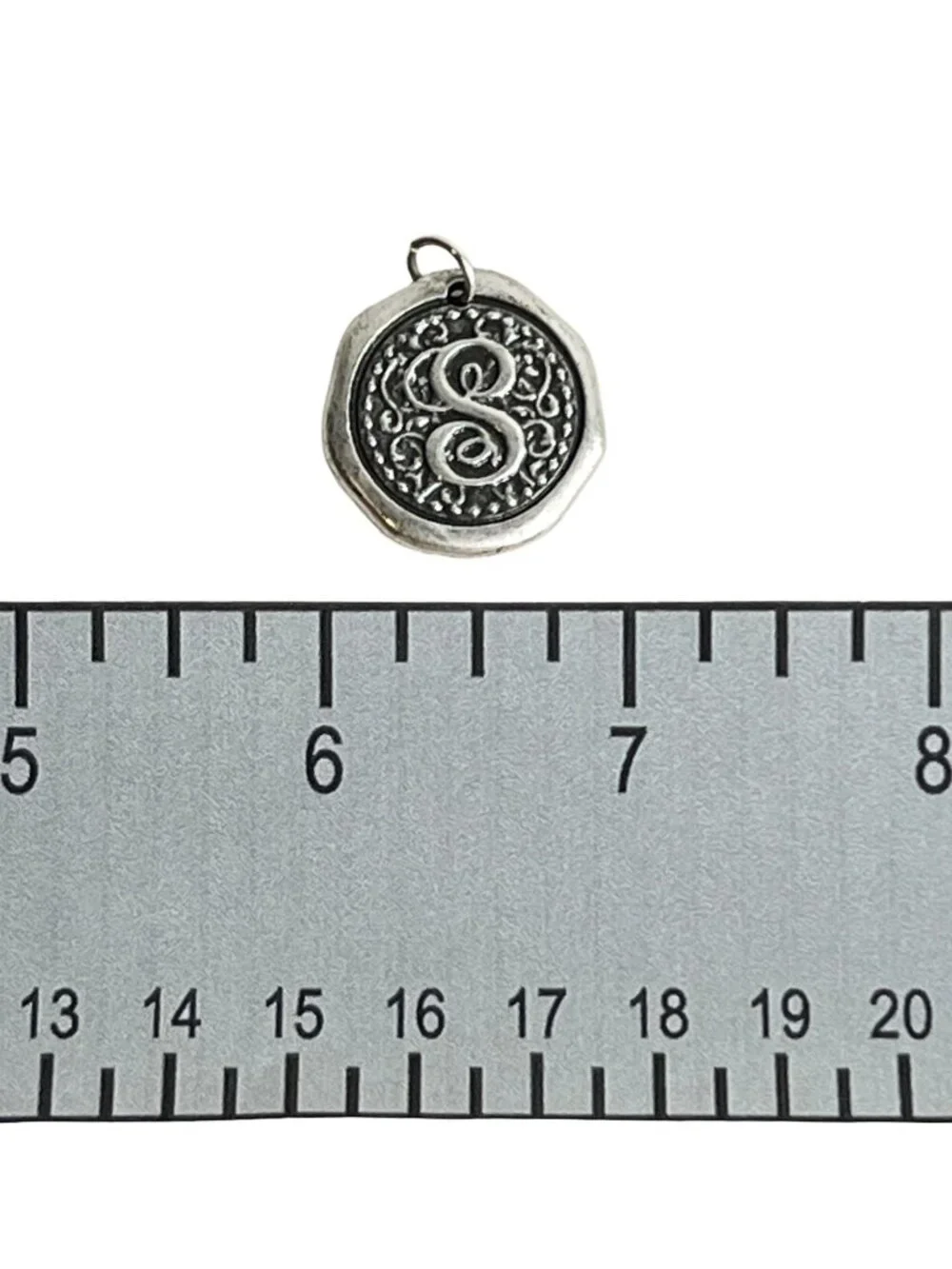 8 Vintage Wax Seal Initial Charms – Antique Silver Monogram Letter Pendants